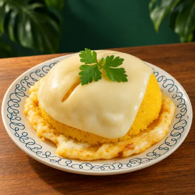 Cuscuz com ovo e queijo