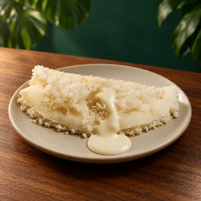 Tapioca de leite de coco e coco ralado